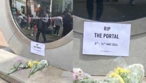 RIP the Portal - tributes and flowers left at Dublin-New York portal by Spin presenters after temporary closure