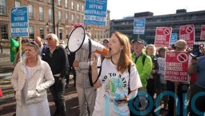 Anti-war protest outside major security forum in Dublin