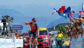Michal Kwiatkowski holds off Tadej Pogacar to take solo win on Grand Colombier