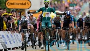 Biniam Girmay celebrates second victory on stage eight of Tour de France