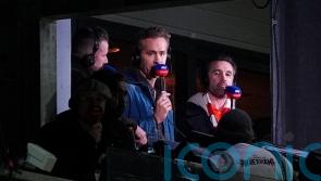 Ryan Reynolds and Rob Mac cheer on Wrexham from Sky Sports commentary box