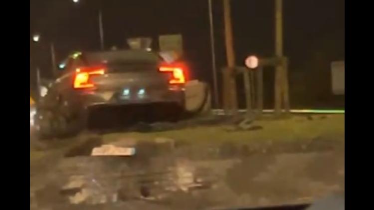 Car lands right in the middle of busy Limerick roundabout