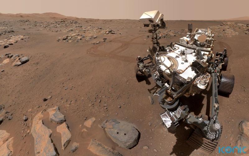 Mars rover collecting samples to determine if there was life on the red planet