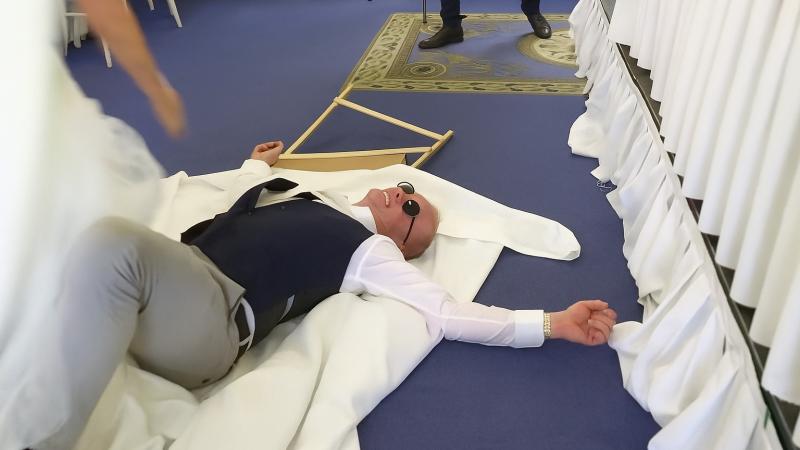 Watch: Irish groom 'choke slammed' through table by bride at own wedding 