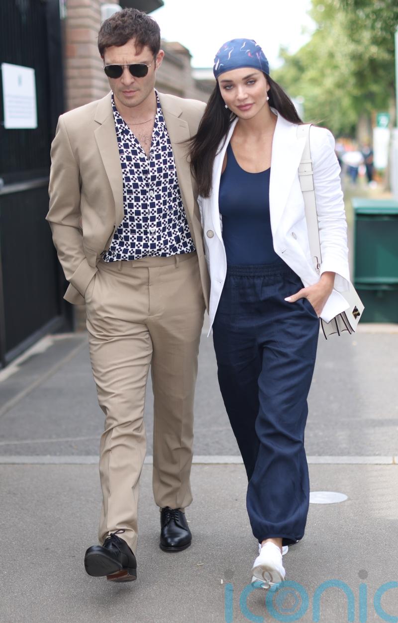 Actors Ed Westwick and Amy Jackson arrive together at Wimbledon