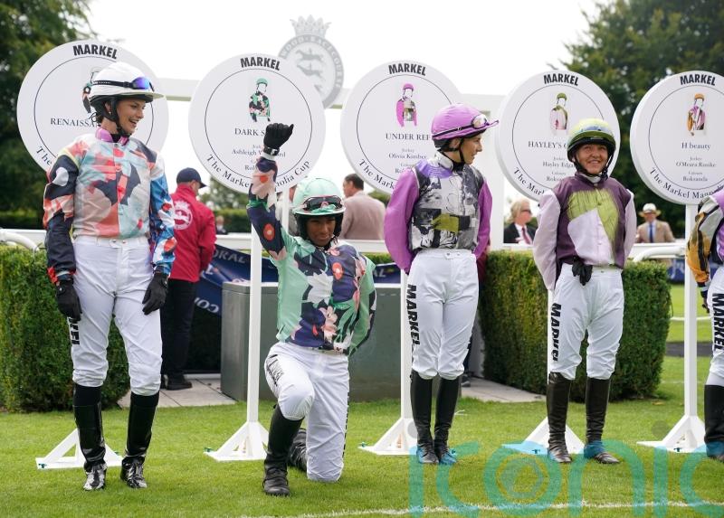 Winning charity-race rider takes the knee at Goodwood