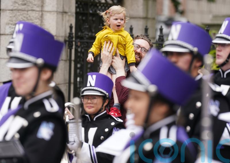 Taoiseach greets US marching band ahead of American football clash in Dublin
