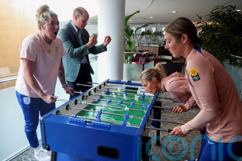William visits St George&rsquo;s Park to wish England Women good luck at World Cup