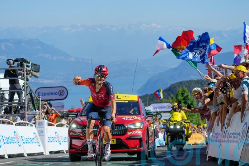 Michal Kwiatkowski holds off Tadej Pogacar to take solo win on Grand Colombier
