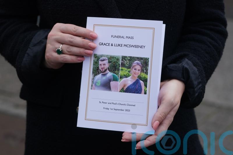 Town comes to standstill for funeral of brother and sister who died in crash