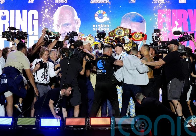 Tyson Fury vows to knock Oleksandr Usyk &lsquo;spark out&rsquo; at fiery Riyadh weigh-in
