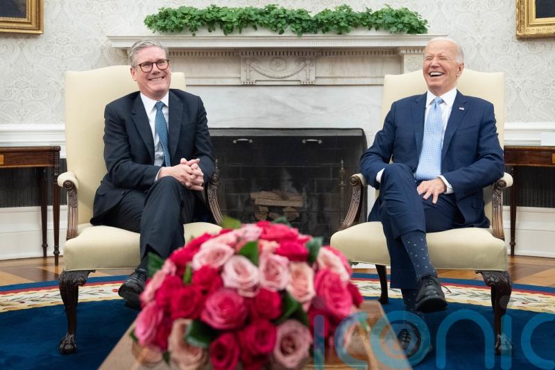Biden jokes about England&rsquo;s football win as Starmer suggests &lsquo;it&rsquo;s coming home&rsquo;
