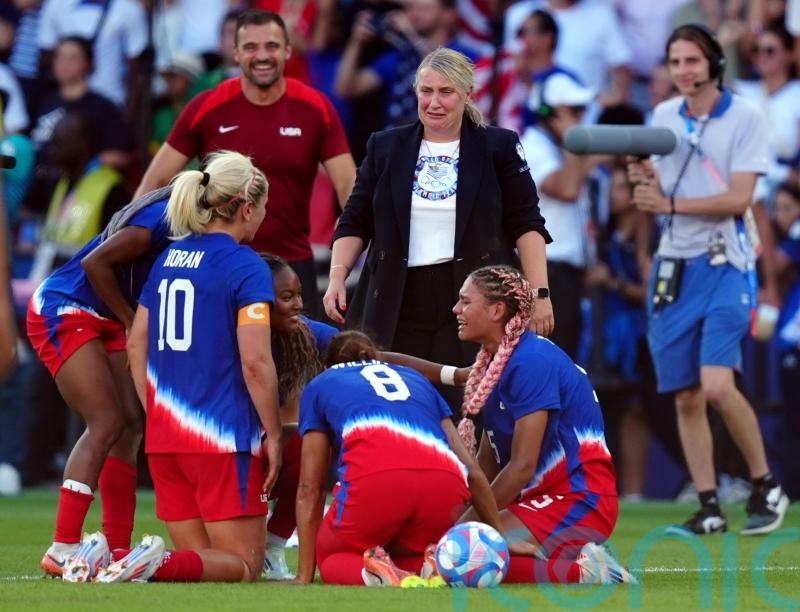 Emma Hayes overcome with emotion after leading the USA to Olympic gold