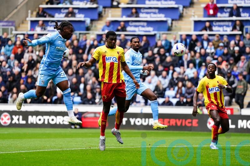 Coventry beat 10-man Watford 3-1 to make is six Championship wins in a row